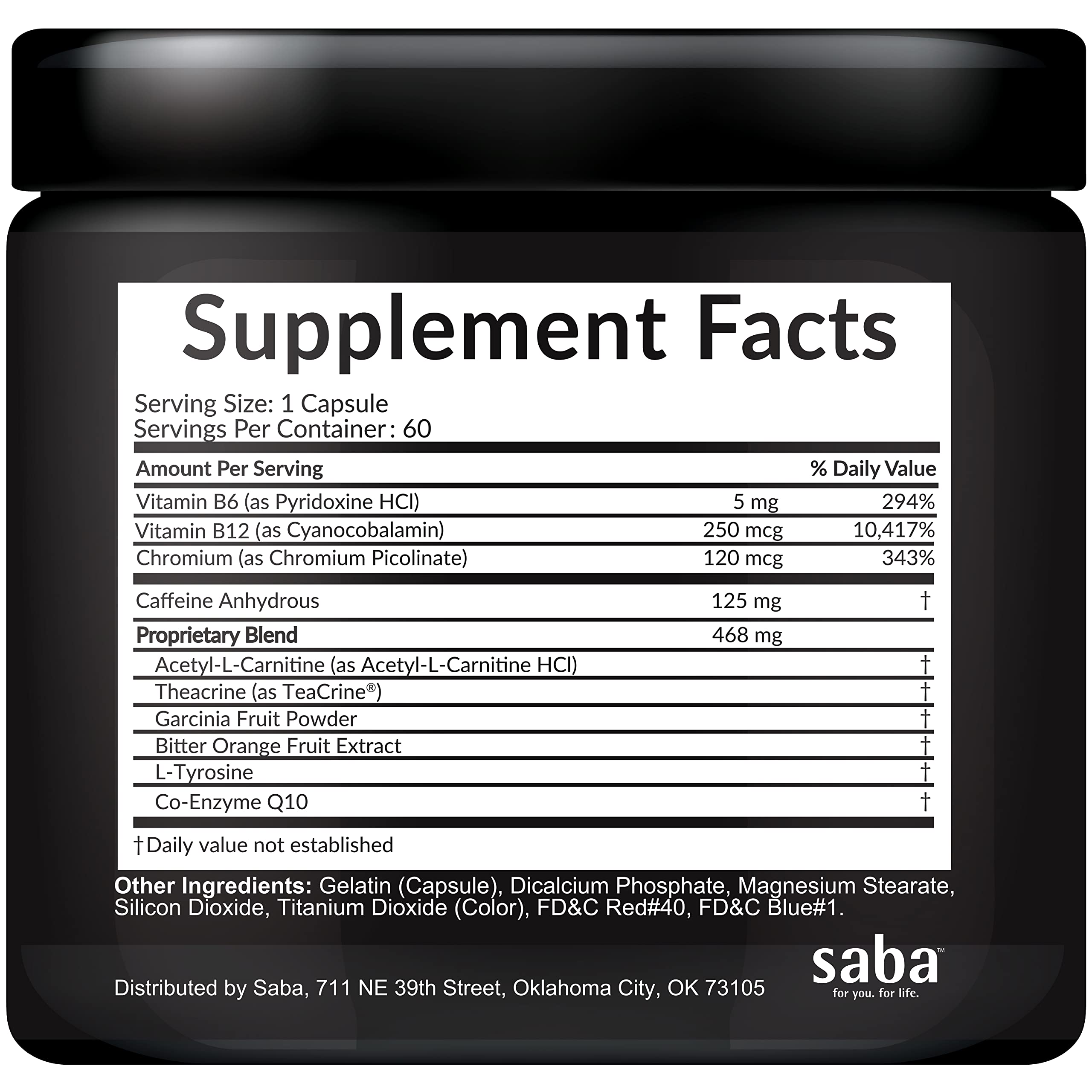Close-up of Saba Skinny 5000 capsules