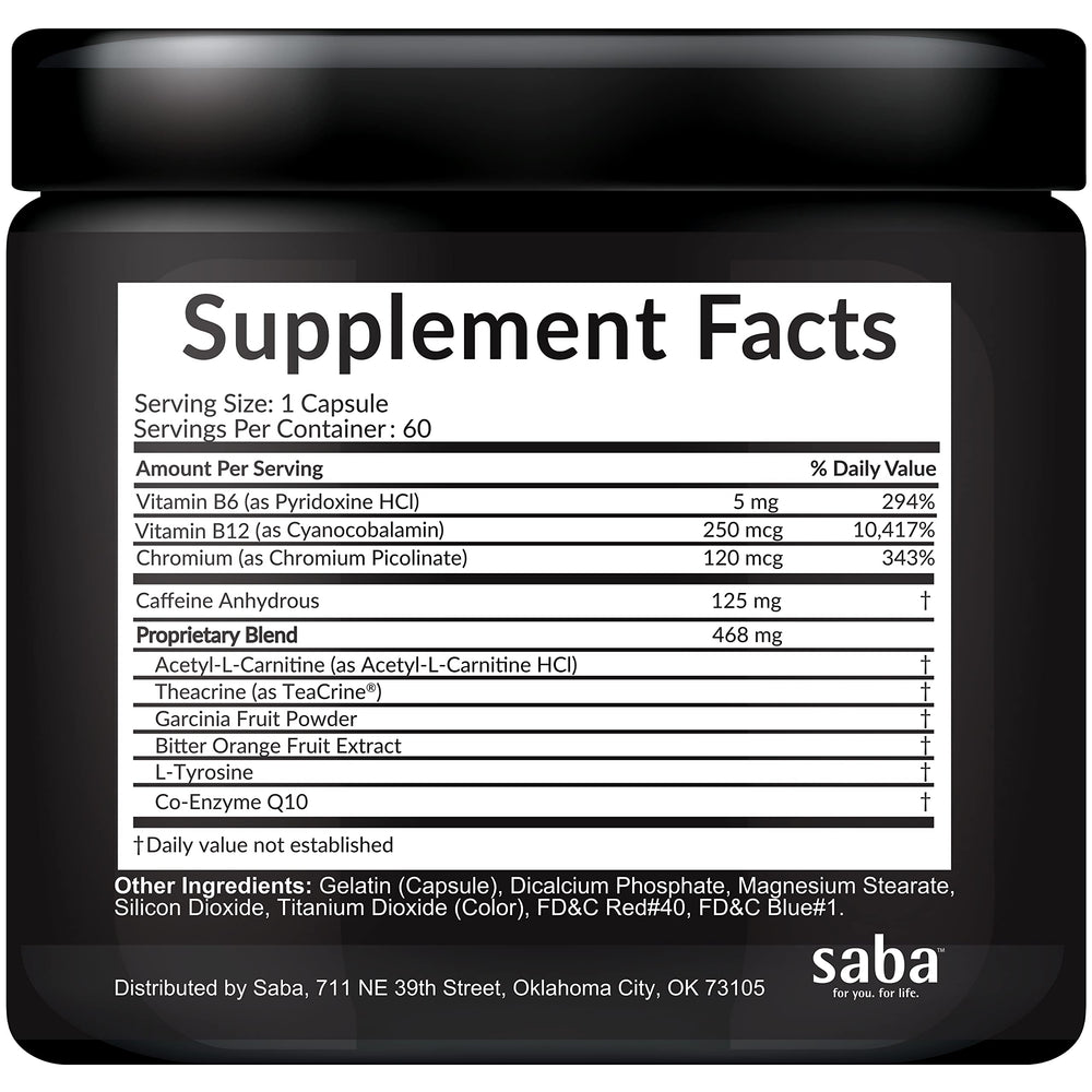 Close-up of Saba Skinny 5000 capsules