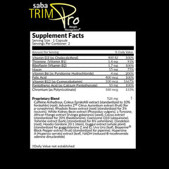 Saba Trim Pro capsules arranged on a white background