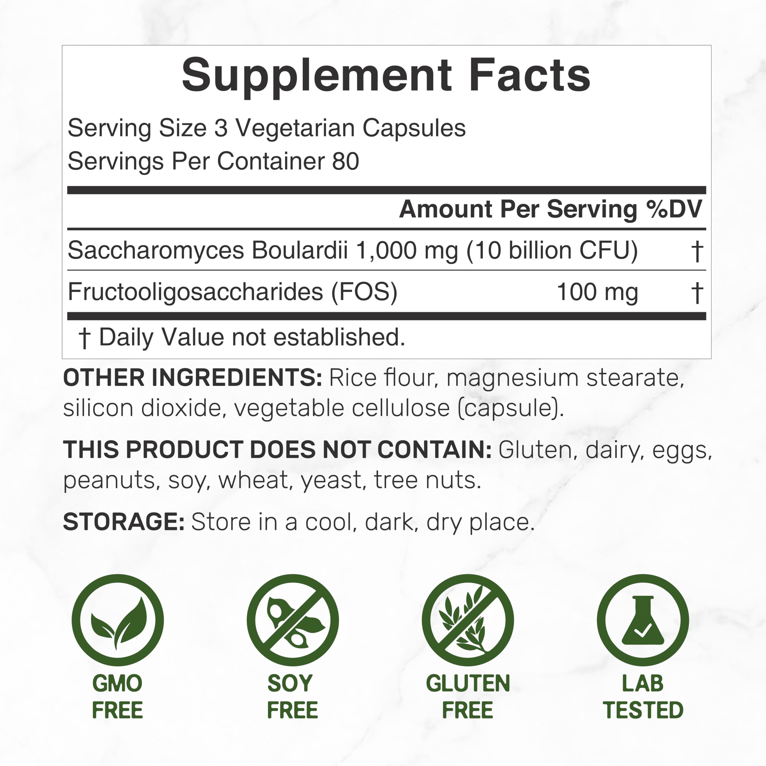 Close-up of 240 veggie capsule bottle showing Non-GMO label