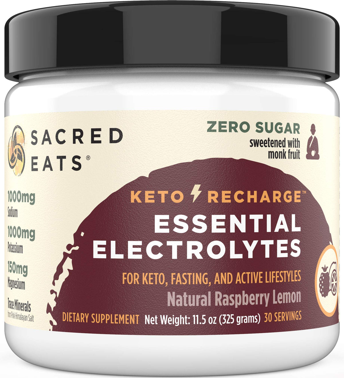 Sacred Eats Keto Electrolyte Powder bottle ready for keto hydration