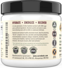 Sacred Eats Keto Electrolyte powder dissolving in water for quick hydration