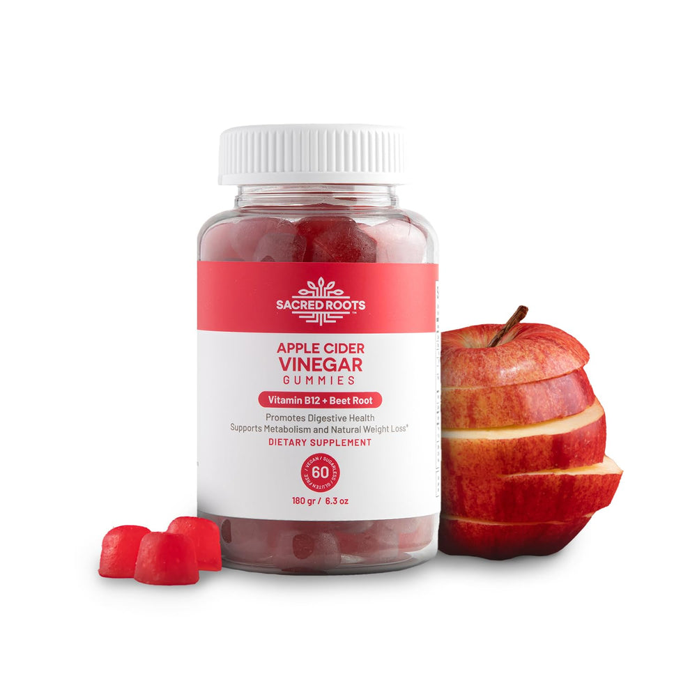 Sacred Roots Apple Cider Vinegar Gummies bottle front for digestive support