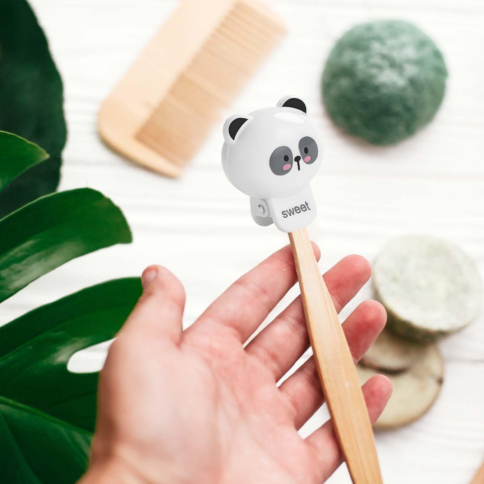 Close-up of sacxi clamp-on toothbrush cover design