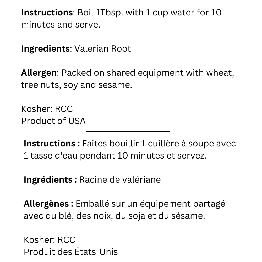 Sadaf Valerian Roots packaging and loose roots