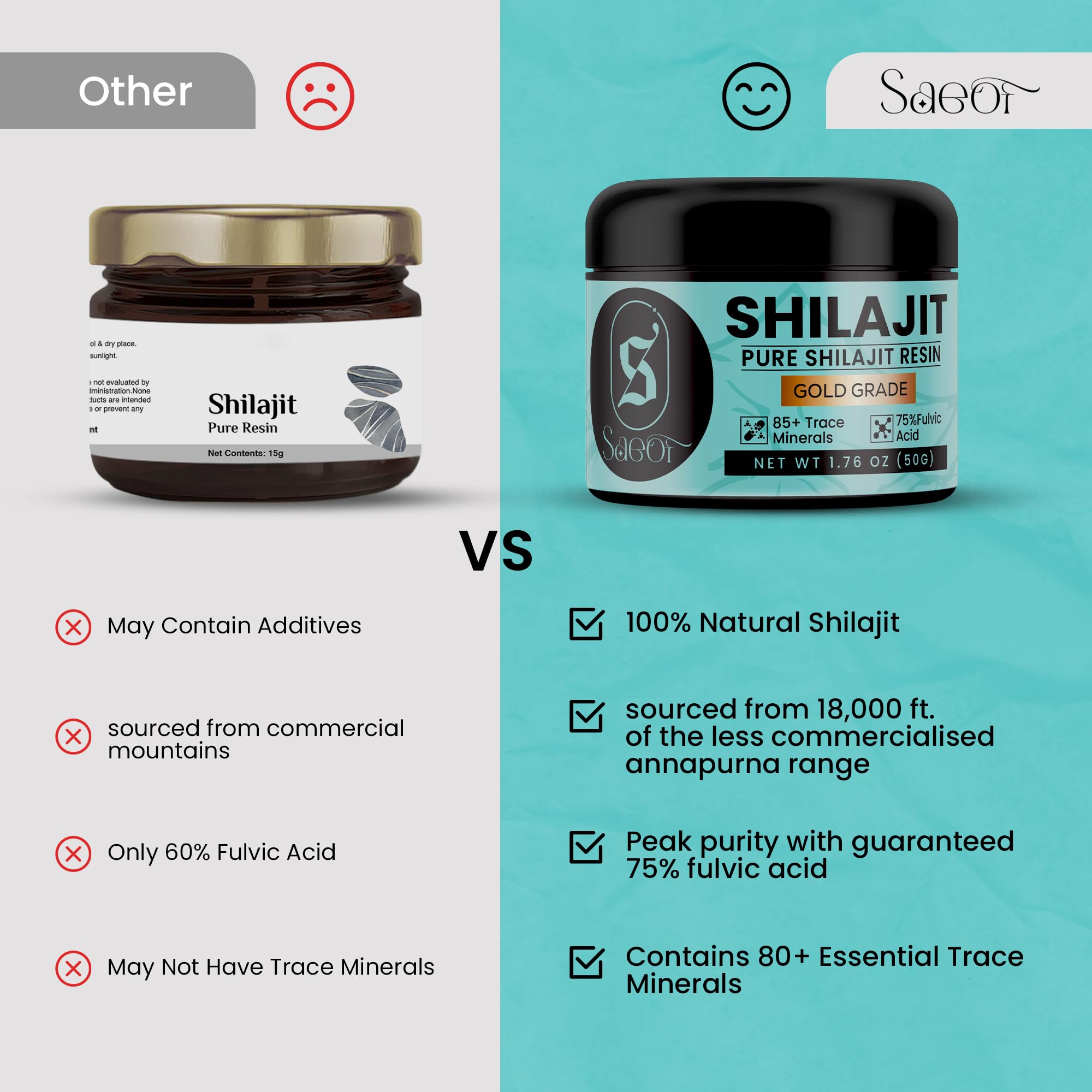 Over 85 trace minerals in SaeOf Shilajit