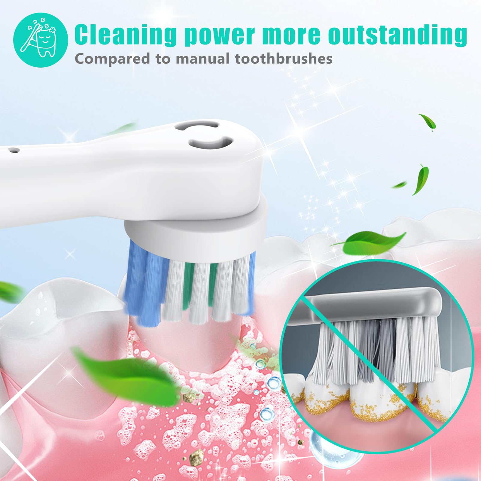 Safcare 8pcs replacement brush heads for Oral-B Electric Toothbrush YE638 - image 6