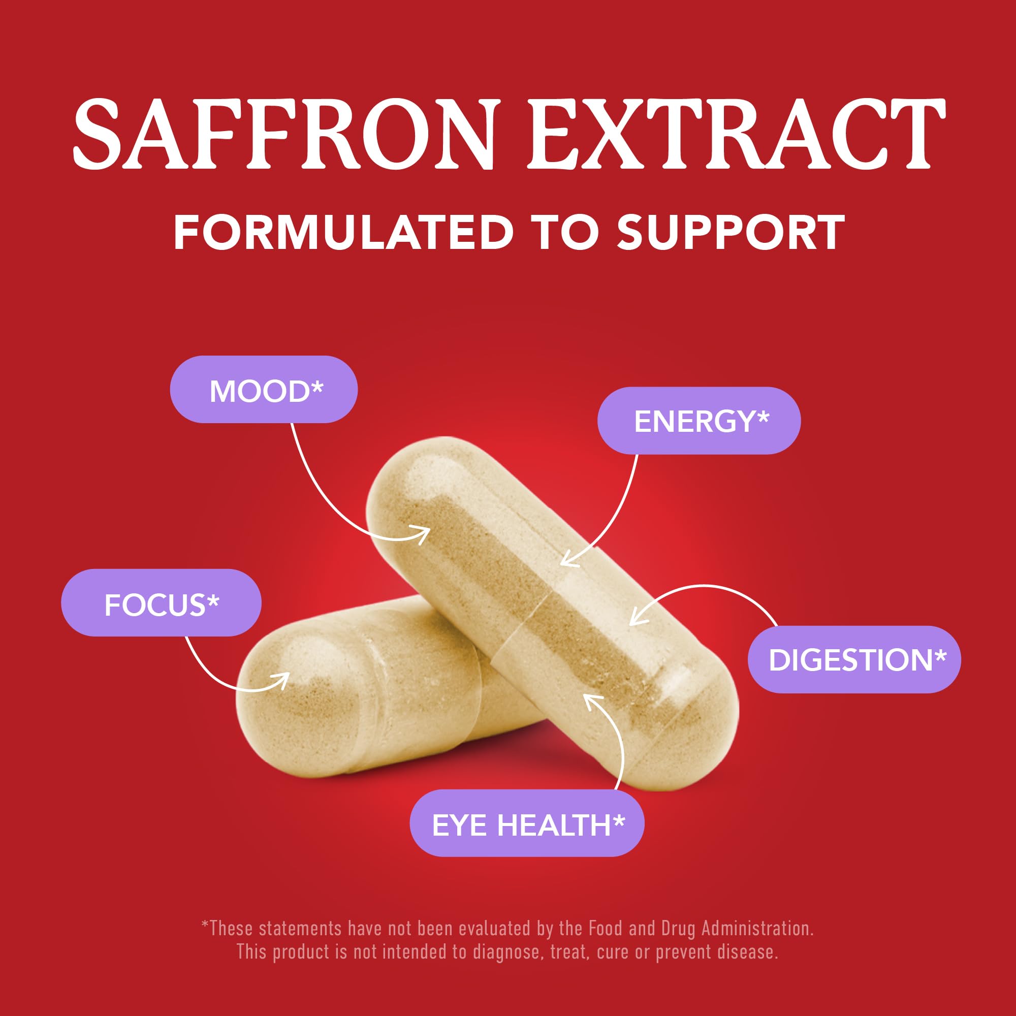 Close-up of saffron 88.5mg capsules