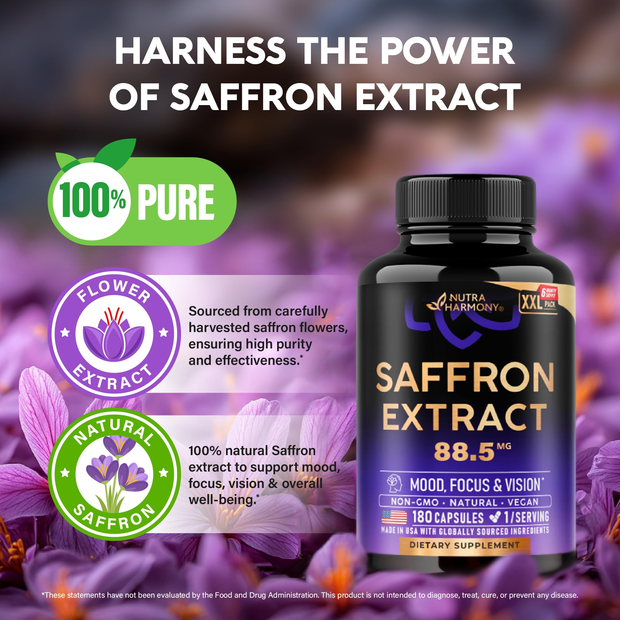 180-count saffron capsules for daily use