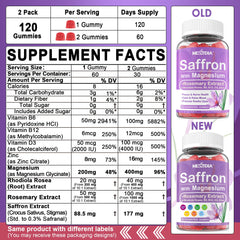 Label showing saffron extract 177mg and 88.5mg