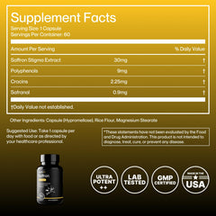 Close-up of saffron extract capsules