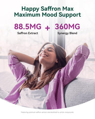 Illustration of saffron extract 88.5mg, 360mg magnesium, ashwagandha and L-Theanine