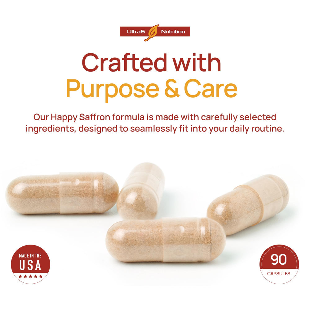 Close-up of saffron extract capsules