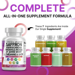 Saffron extract with St. John's Wort and 5-HTP for mood boost