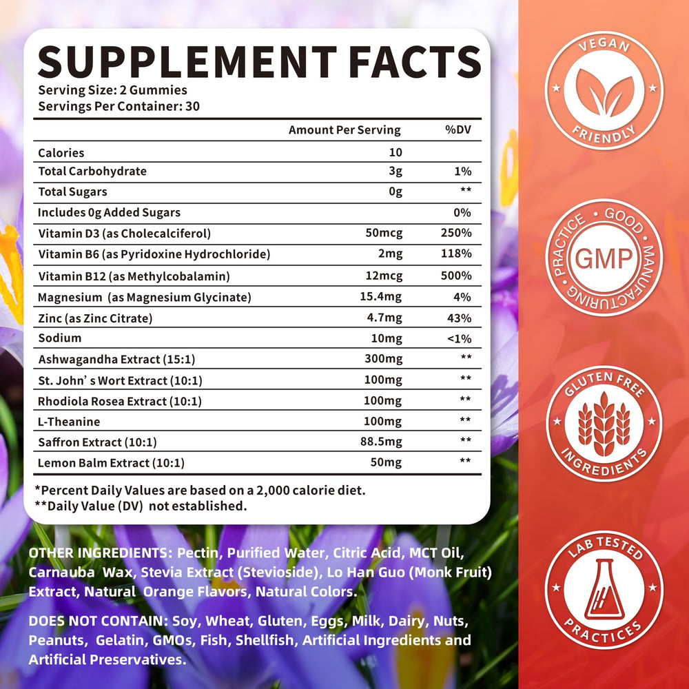 Close-up of saffron gummies showing vibrant yellow-orange color
