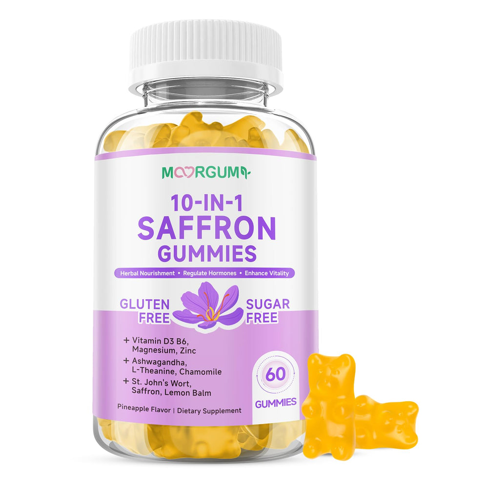 MOORGUMY Saffron Gummies bottle front view