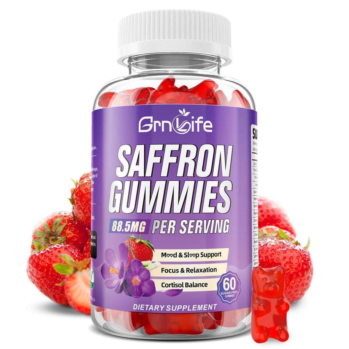 Saffron Gummies 60-count packshot on white background