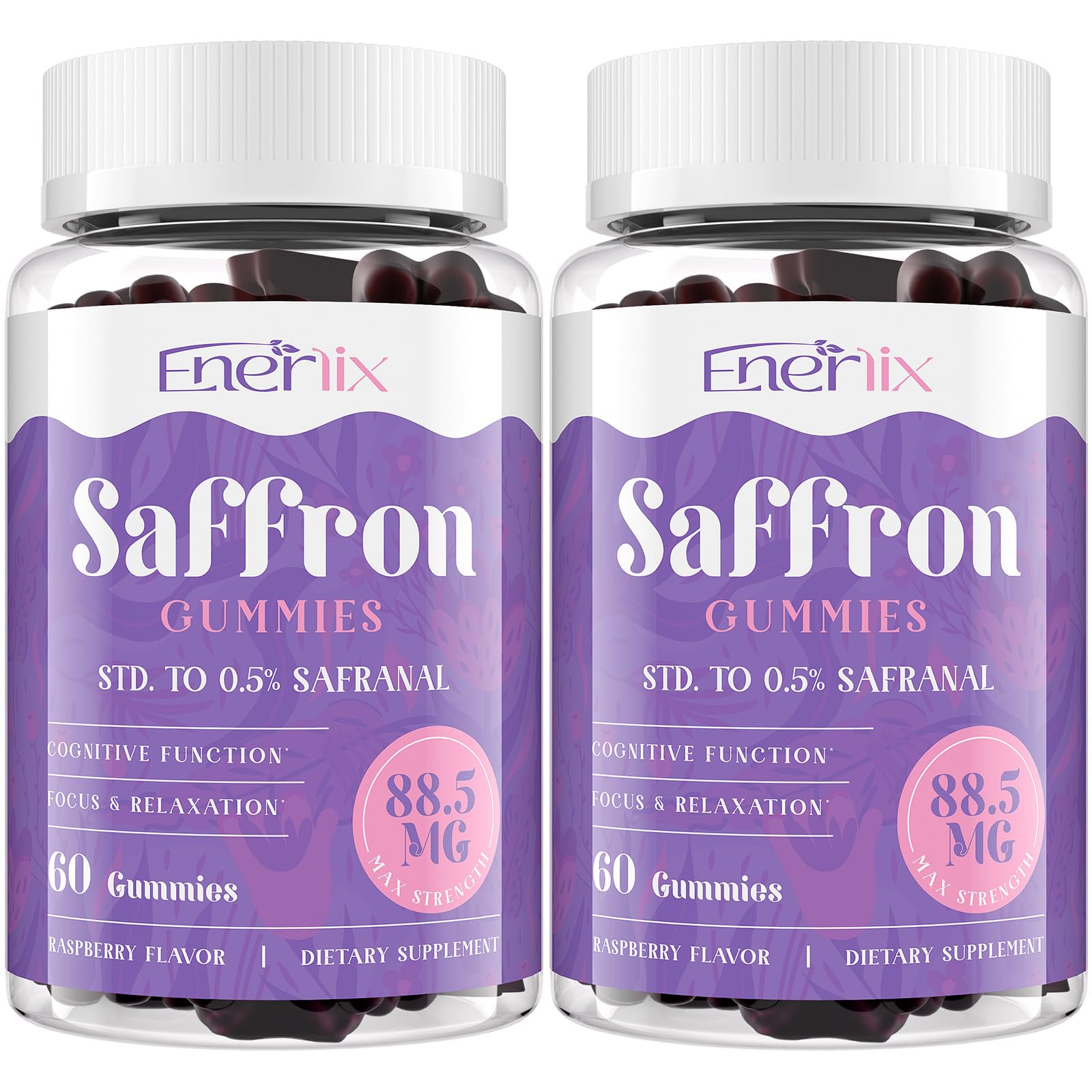Saffron Gummies bottle showing 120 servings
