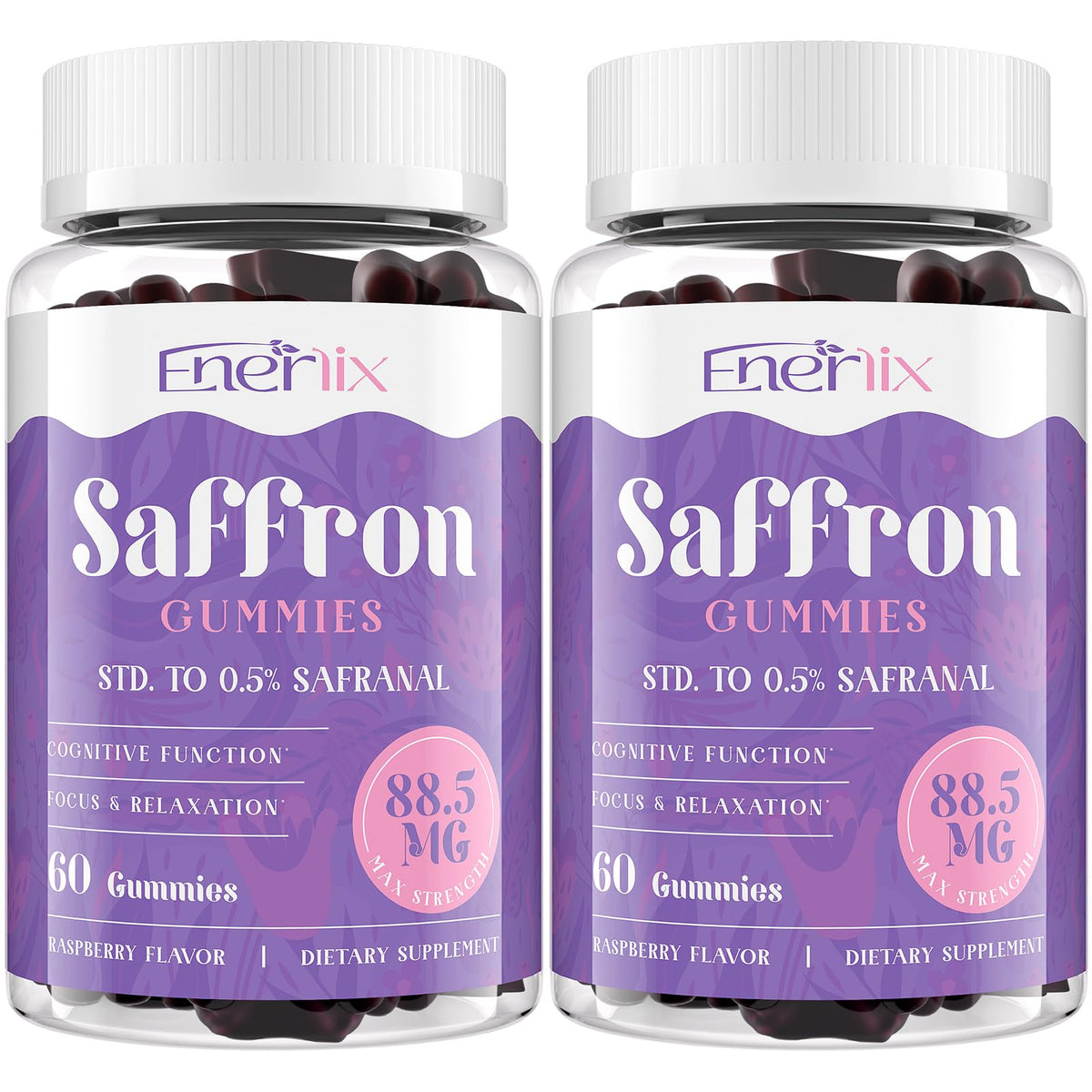 Saffron Gummies bottle showing 120 servings