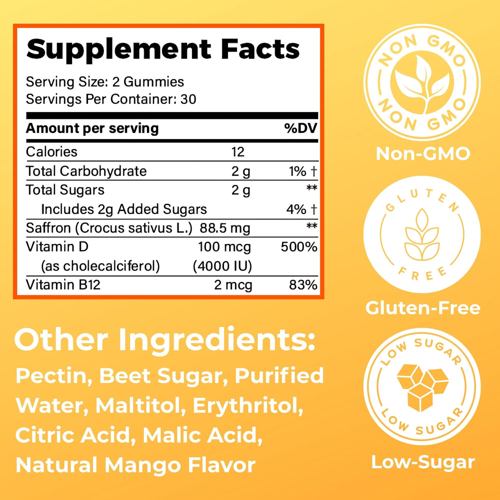 Close-up of tropical mango flavored gummies