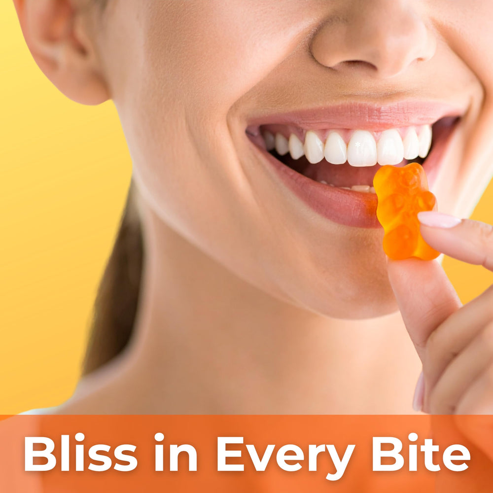 Gummy texture close-up with mango flavor