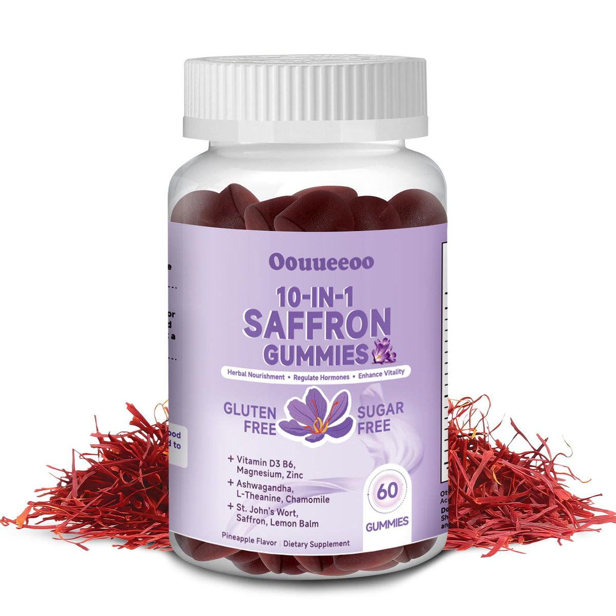 Saffron Gummies for kids and adults in pineapple flavor