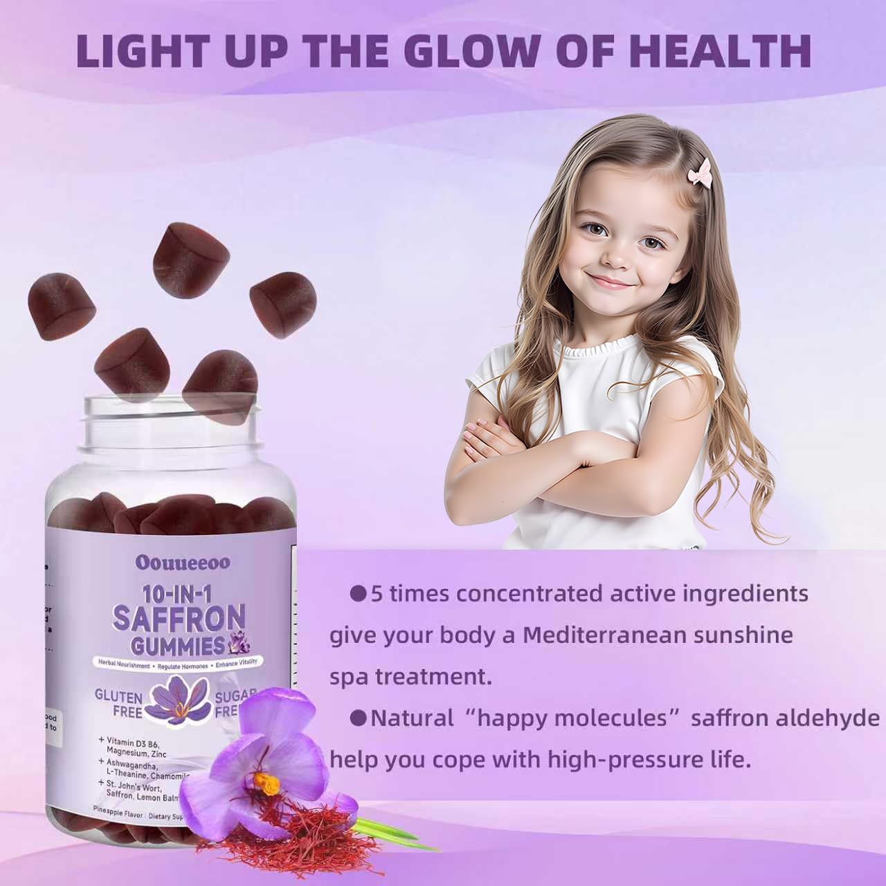 Supplement label highlighting 10-in-1 formula and vitamins