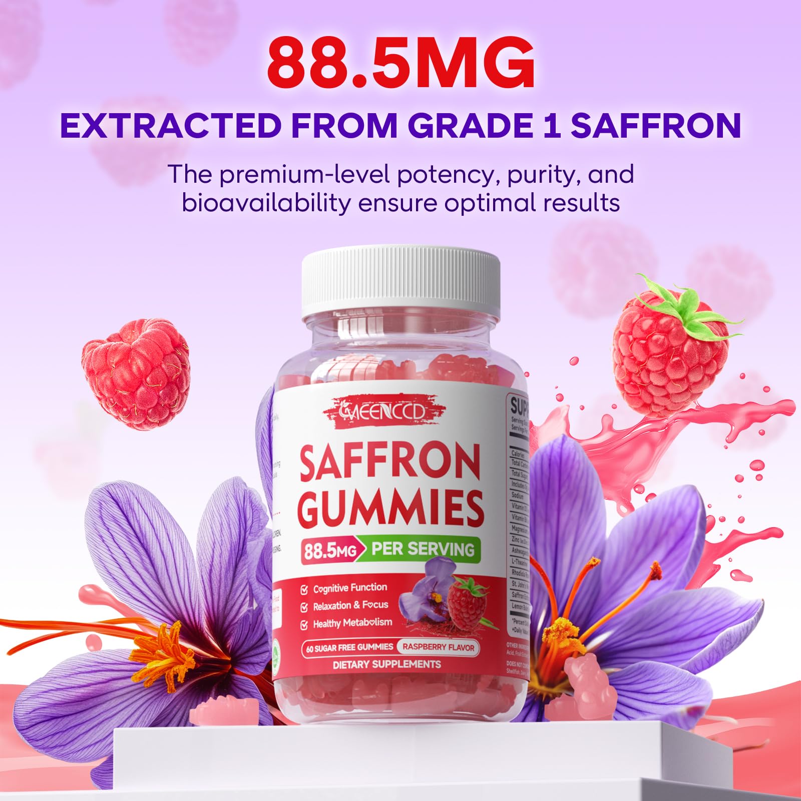 Saffron gummies supporting vision and focus