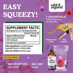 Glass dropper releasing saffron liquid extract drops