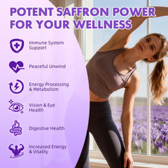 Supplement facts panel showing saffron, D3, B6, zinc, and magnesium