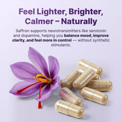 Lifestyle image of a person taking saffron supplement for focus