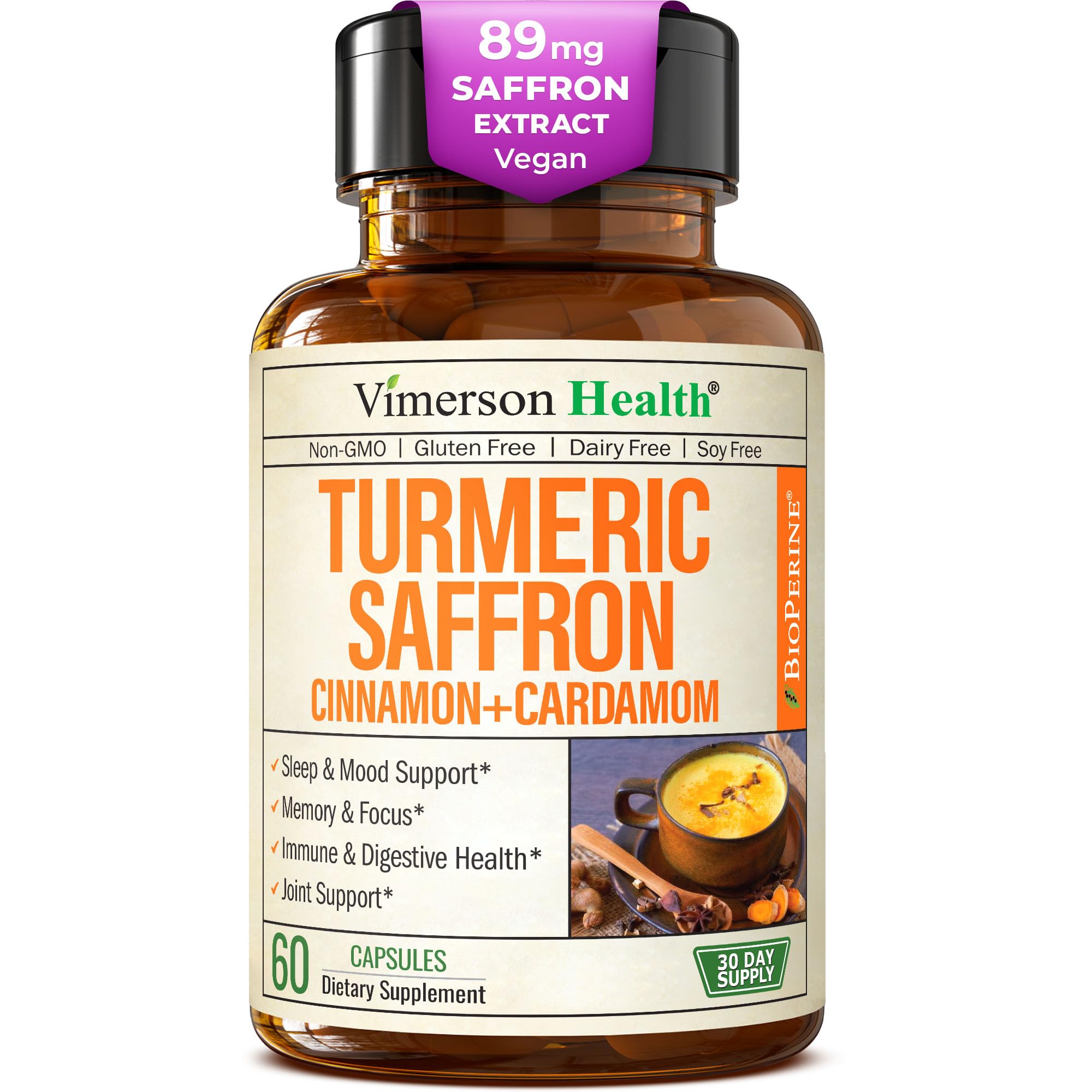 Saffron Supplements bottle – 60 count