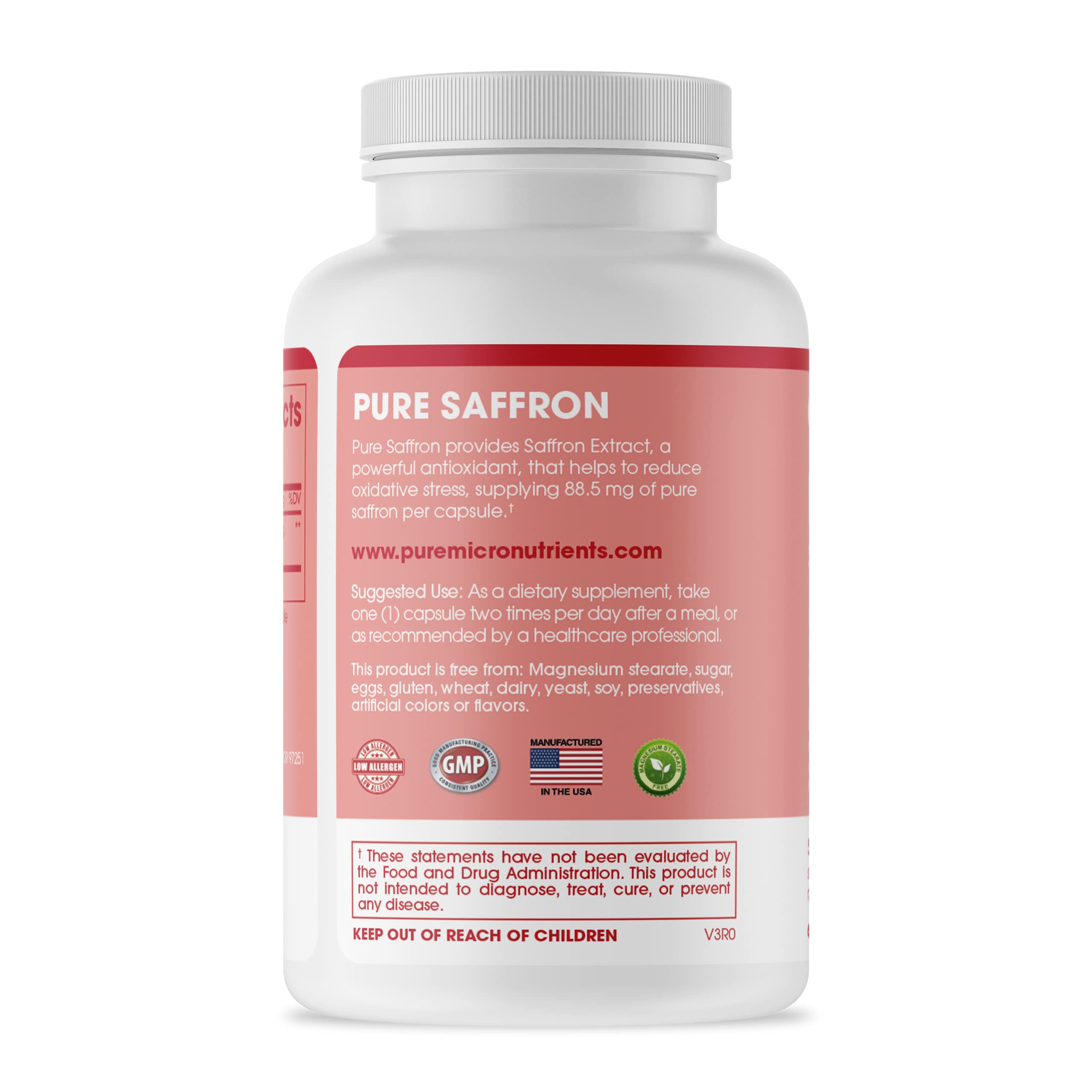 USA-made practitioner grade saffron supplement bottle