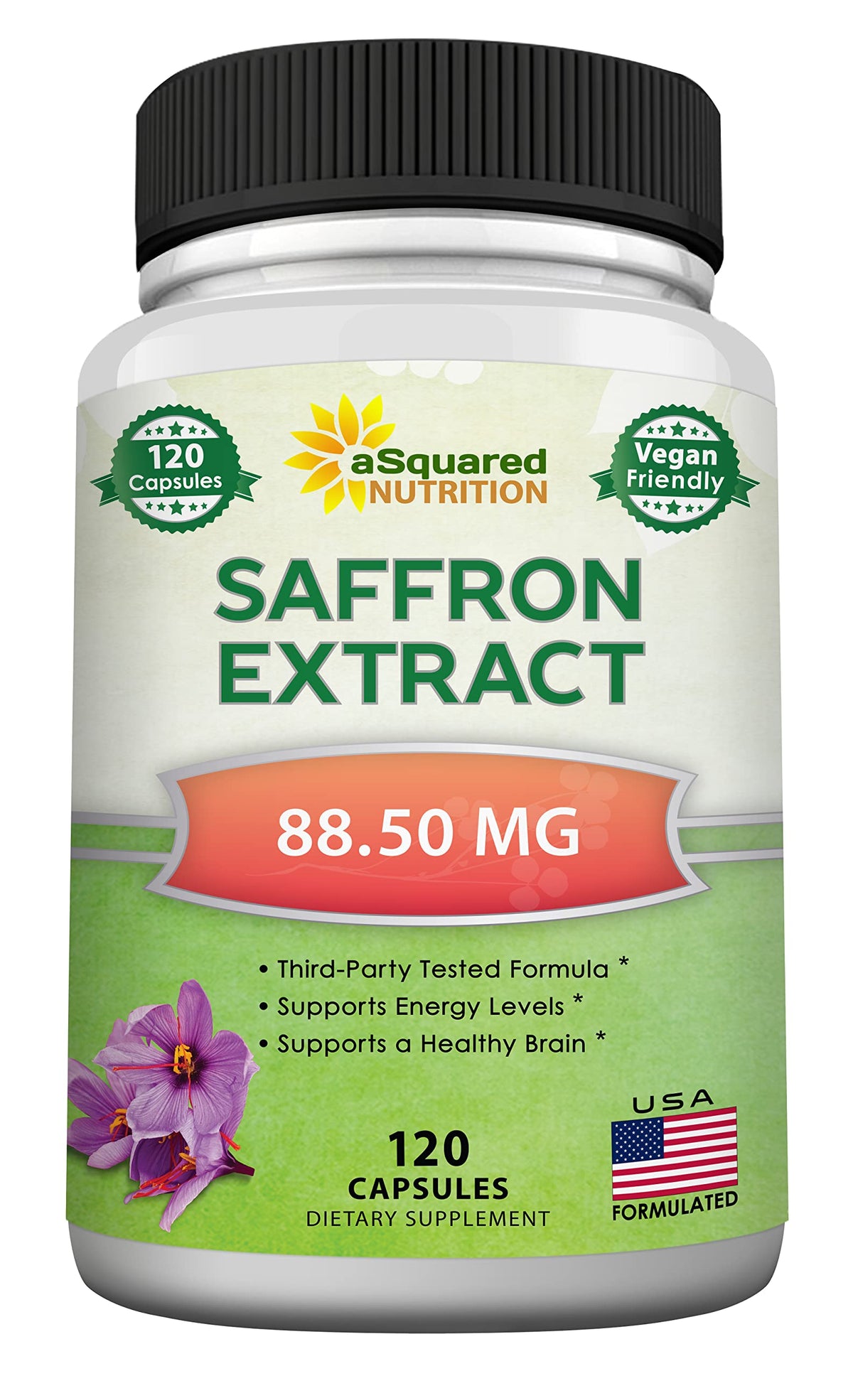 Saffron supplements bottle with 120 capsules