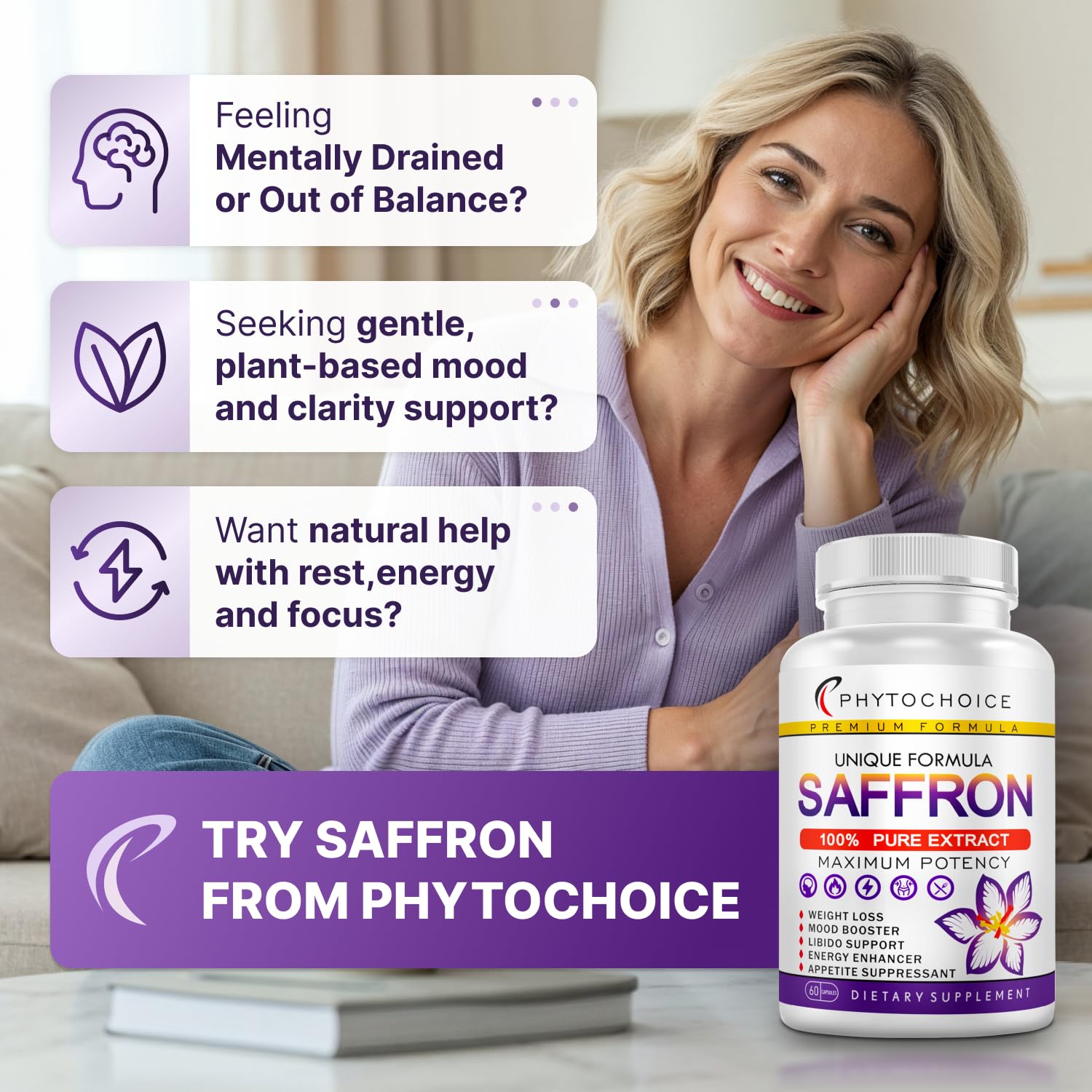 Close up of saffron extract capsules