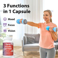 Liposomal saffron capsules arranged to illustrate enhanced absorption