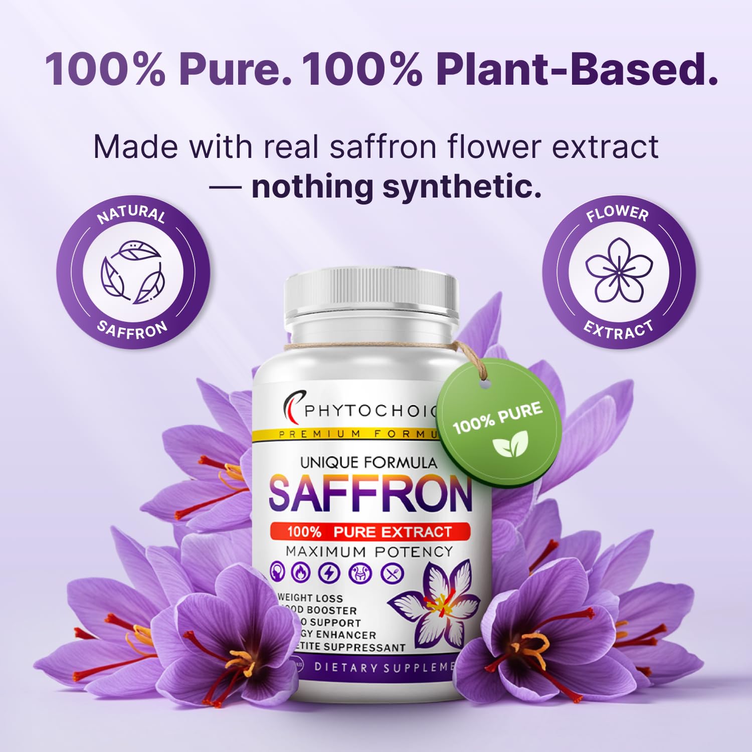 Shelf with saffron extract supplements in a bottle