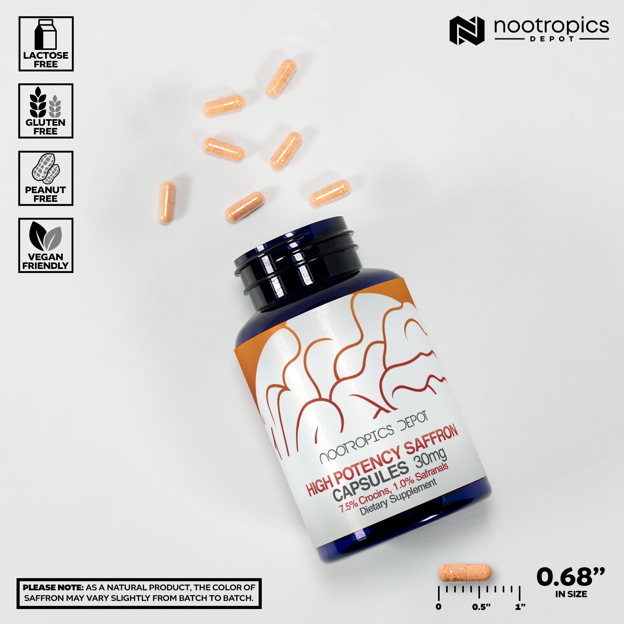 Supplement facts panel for saffron extract capsules