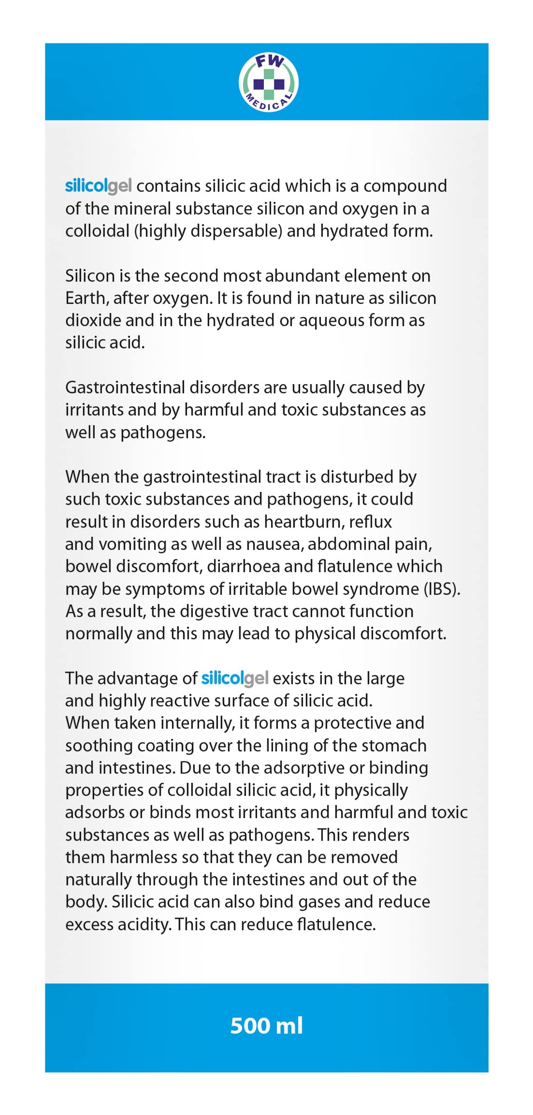 Saguna Silicol Gel 500ml packaging on white background