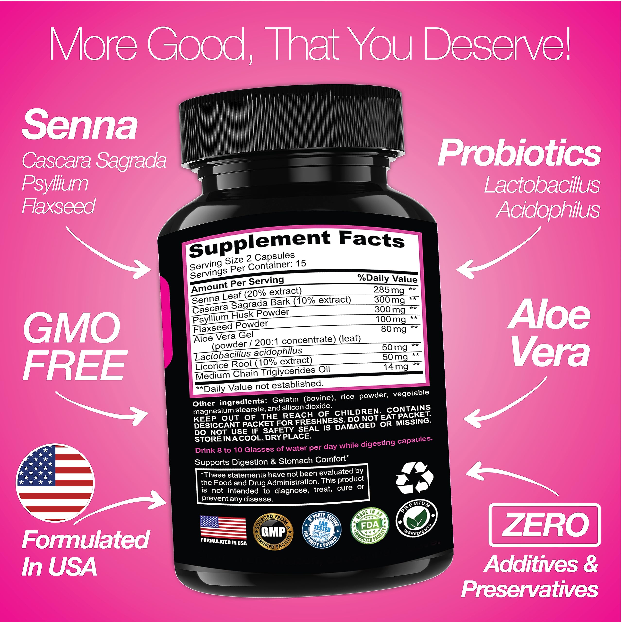 Saint Mingiano 7-day cleanse setup with capsules and water presentation