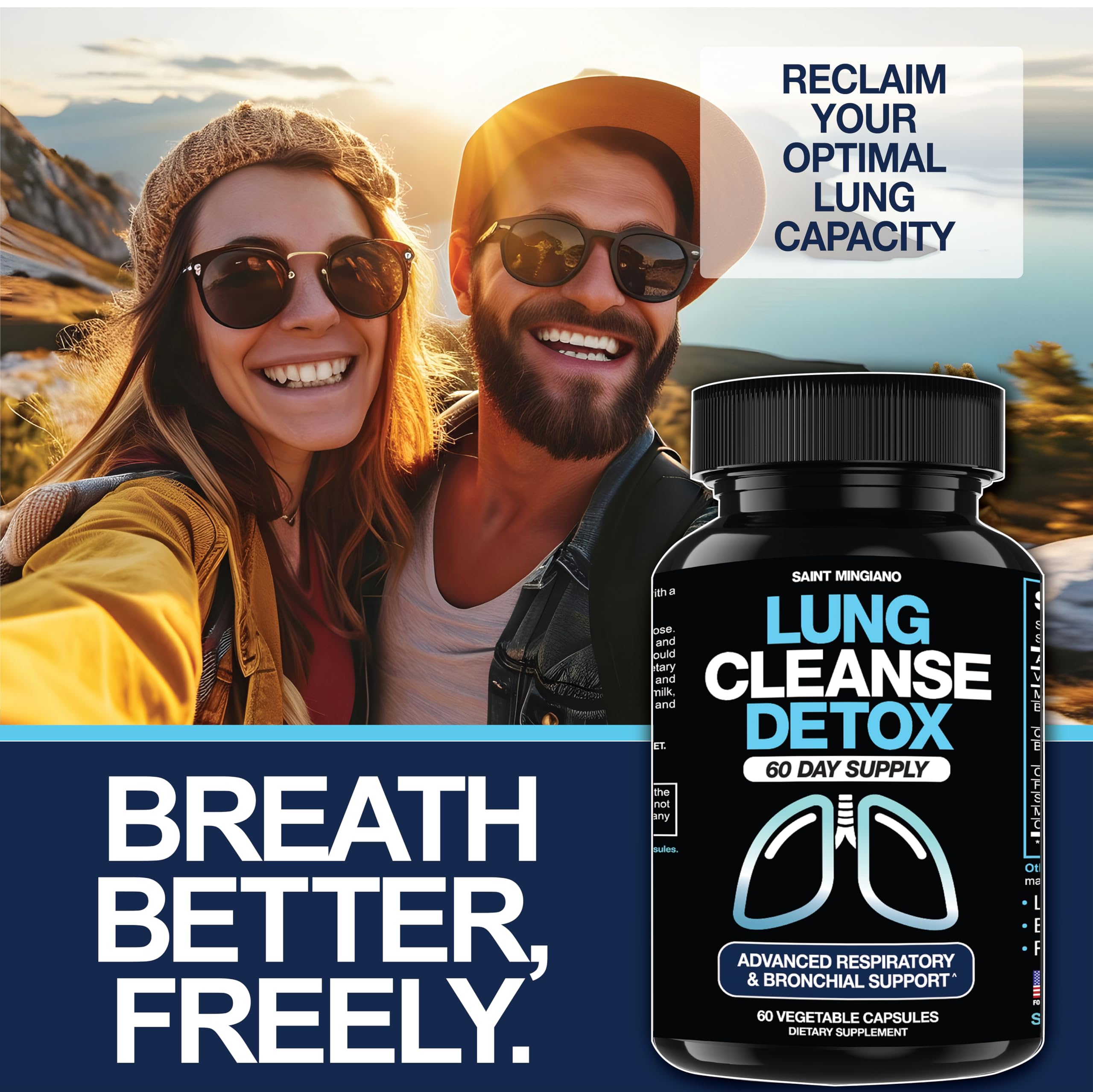 Lung Cleanse Detox label close-up highlighting 60-day program
