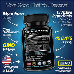 Herbal ingredients image featuring mullein, Masson pine bark, and quercetin