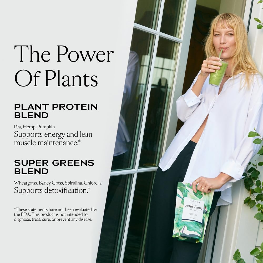 Ingredients panel for Sakara Protein + Greens (protein blend and greens)