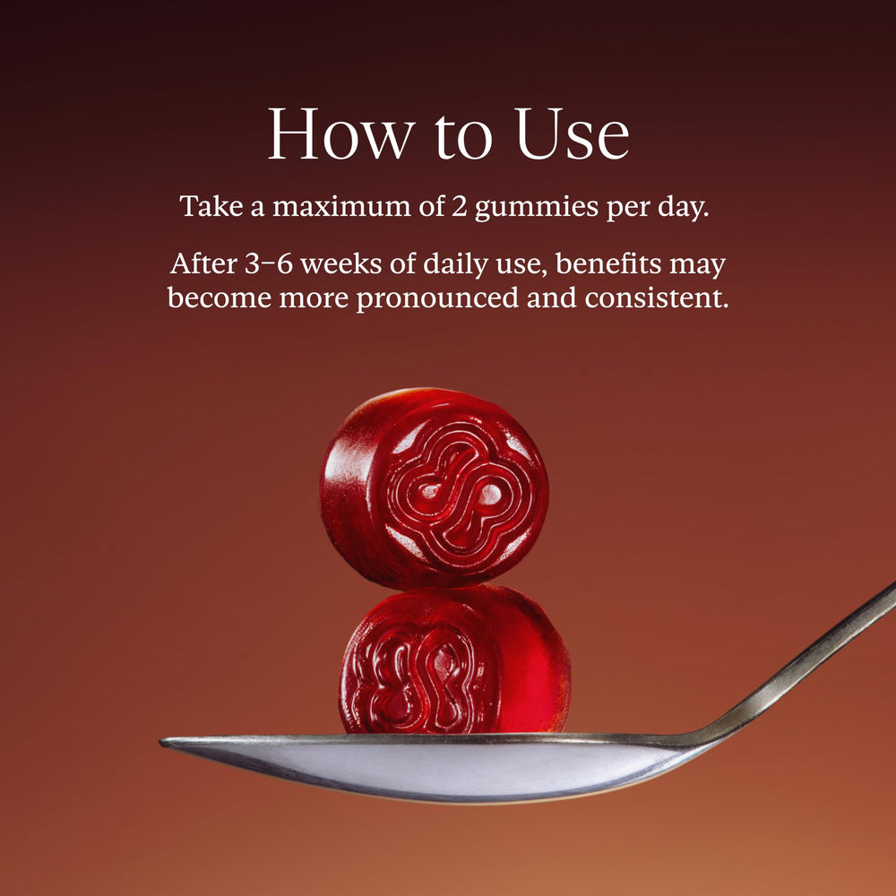 Side view of bottle showing 56 gummies