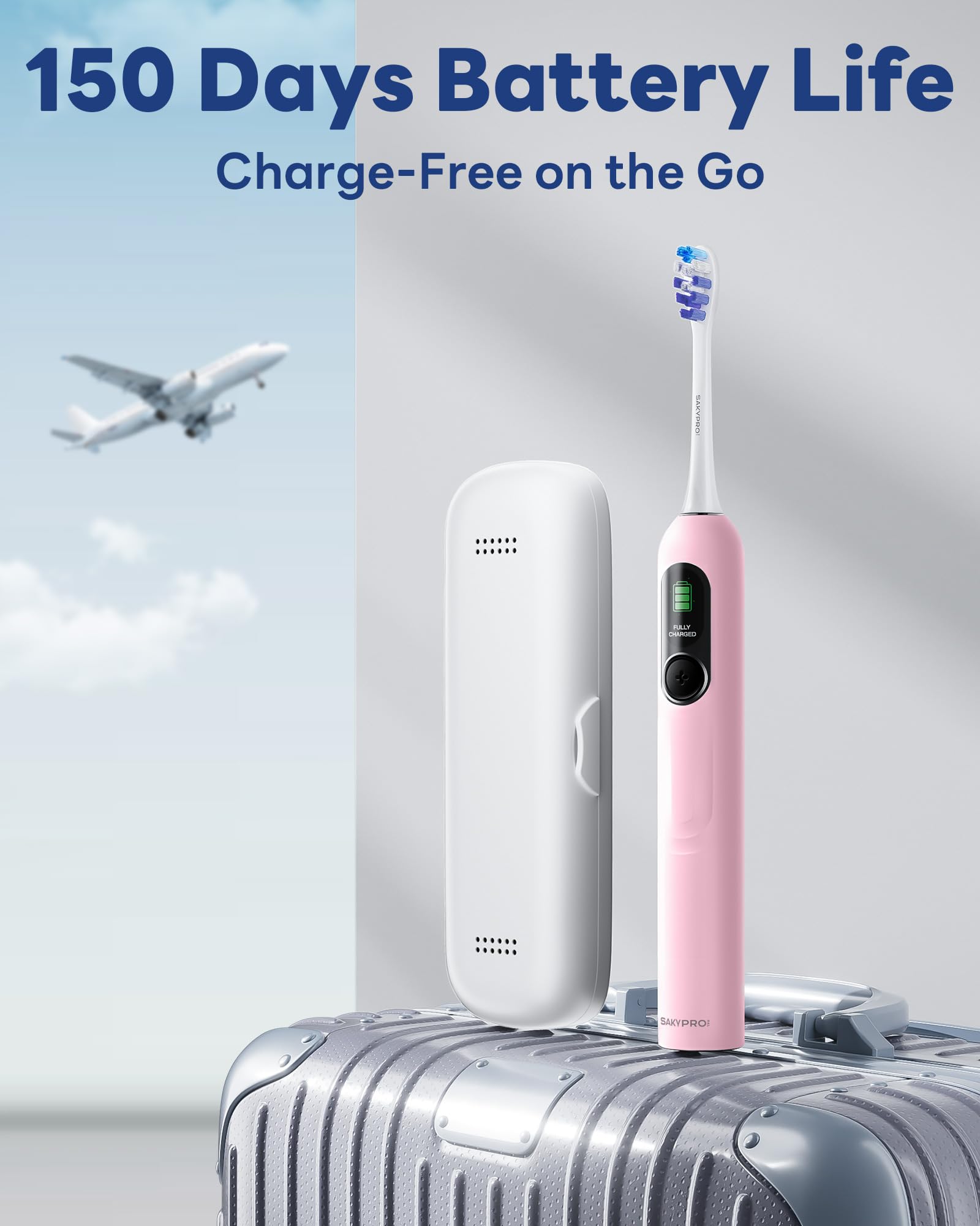 Two diamond replacement brush heads with blue indicator bristles