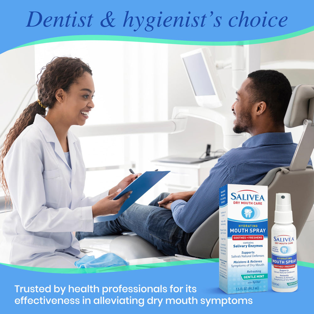 Back view of SALIVEA Extra Gentle Dry Mouth Spray packaging
