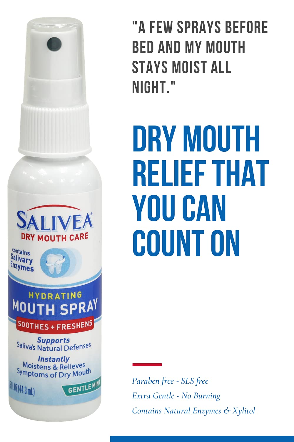 Ingredients view showing natural salivary enzymes and moisturizers