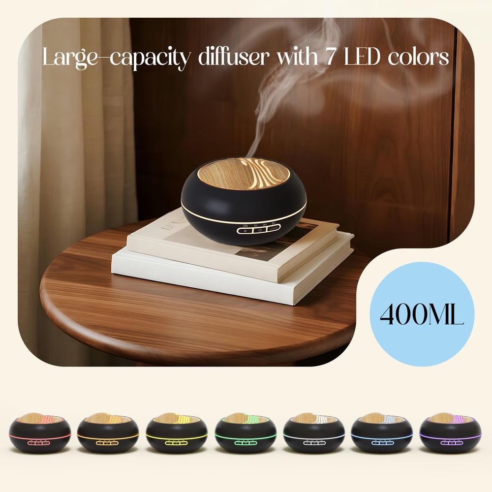 SALKING essential oil diffuser 400ml top view highlights sleek black finish and fill cap.