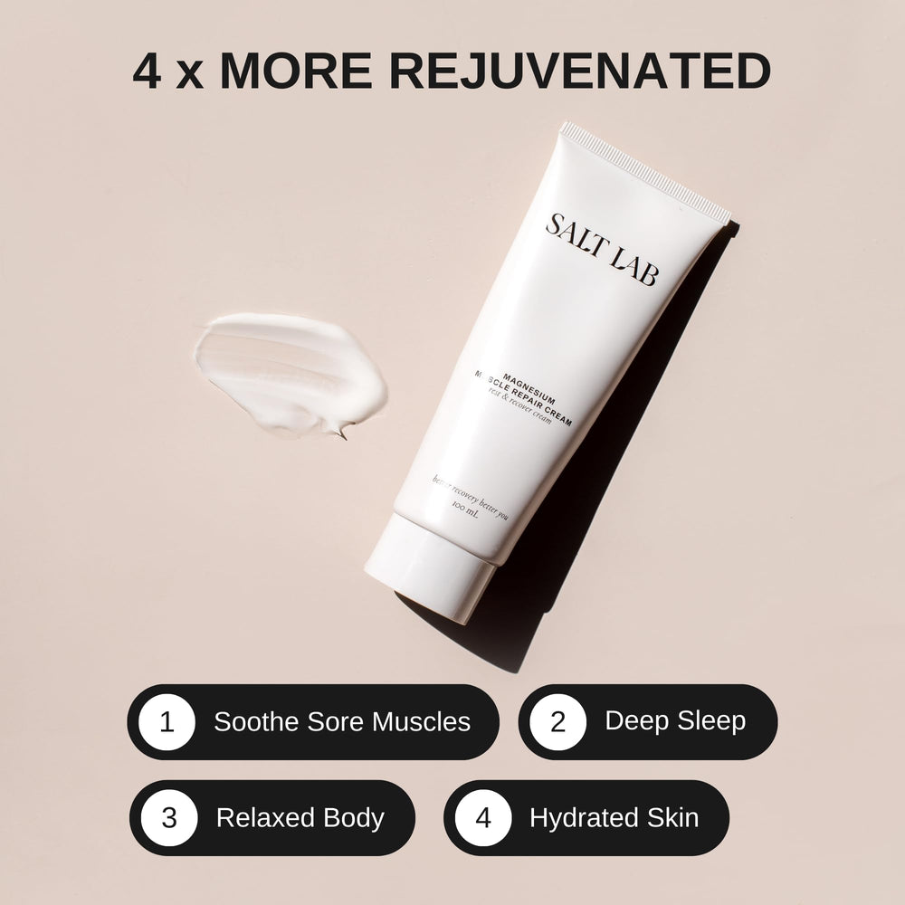 Close-up of smooth magnesium lotion being massaged into skin