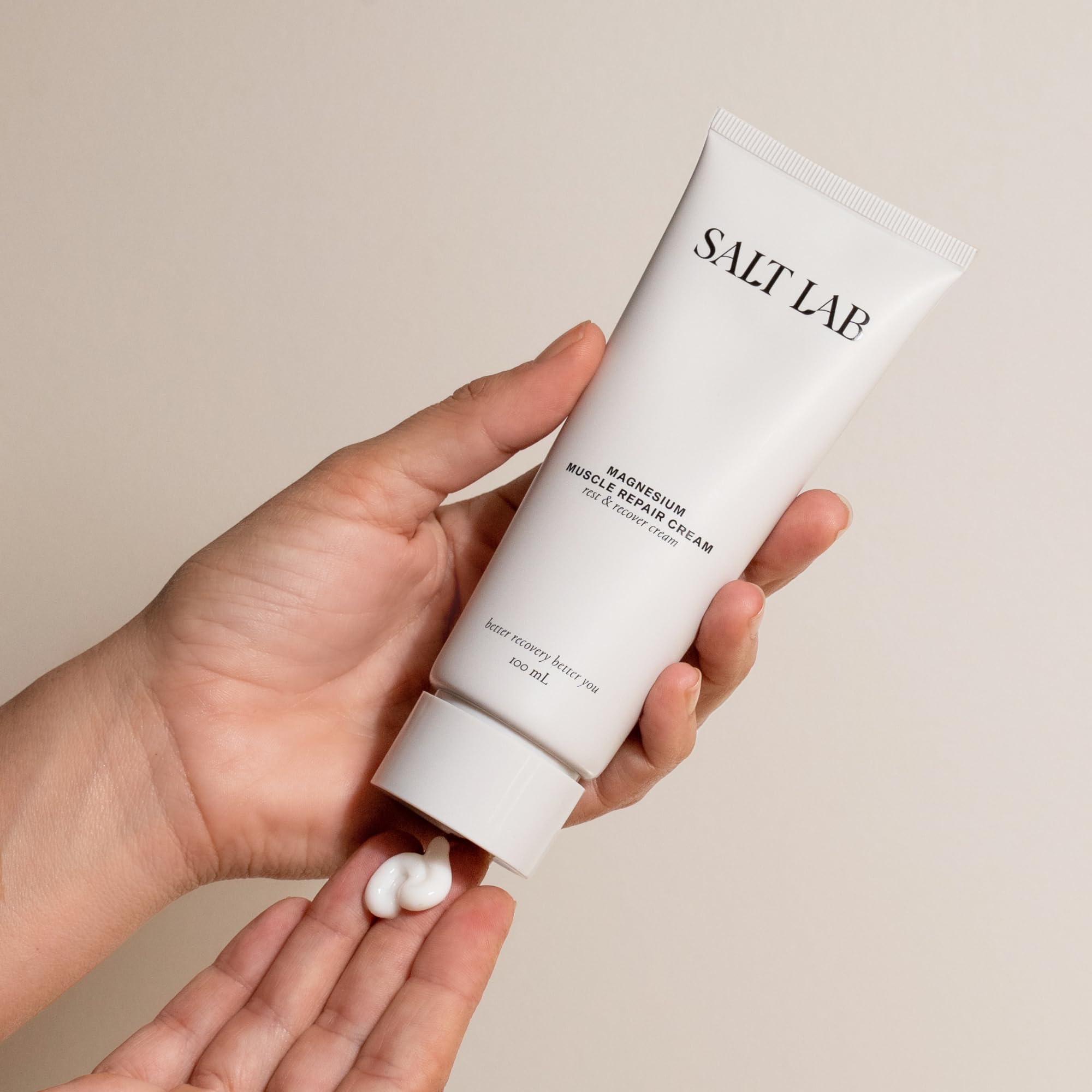 Relaxed person after applying magnesium lotion for muscle relief